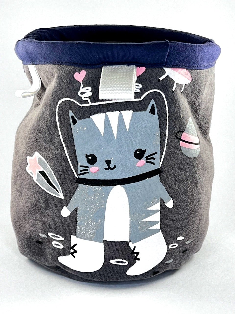 grey sparkly cat kids chalk bag childrens designs