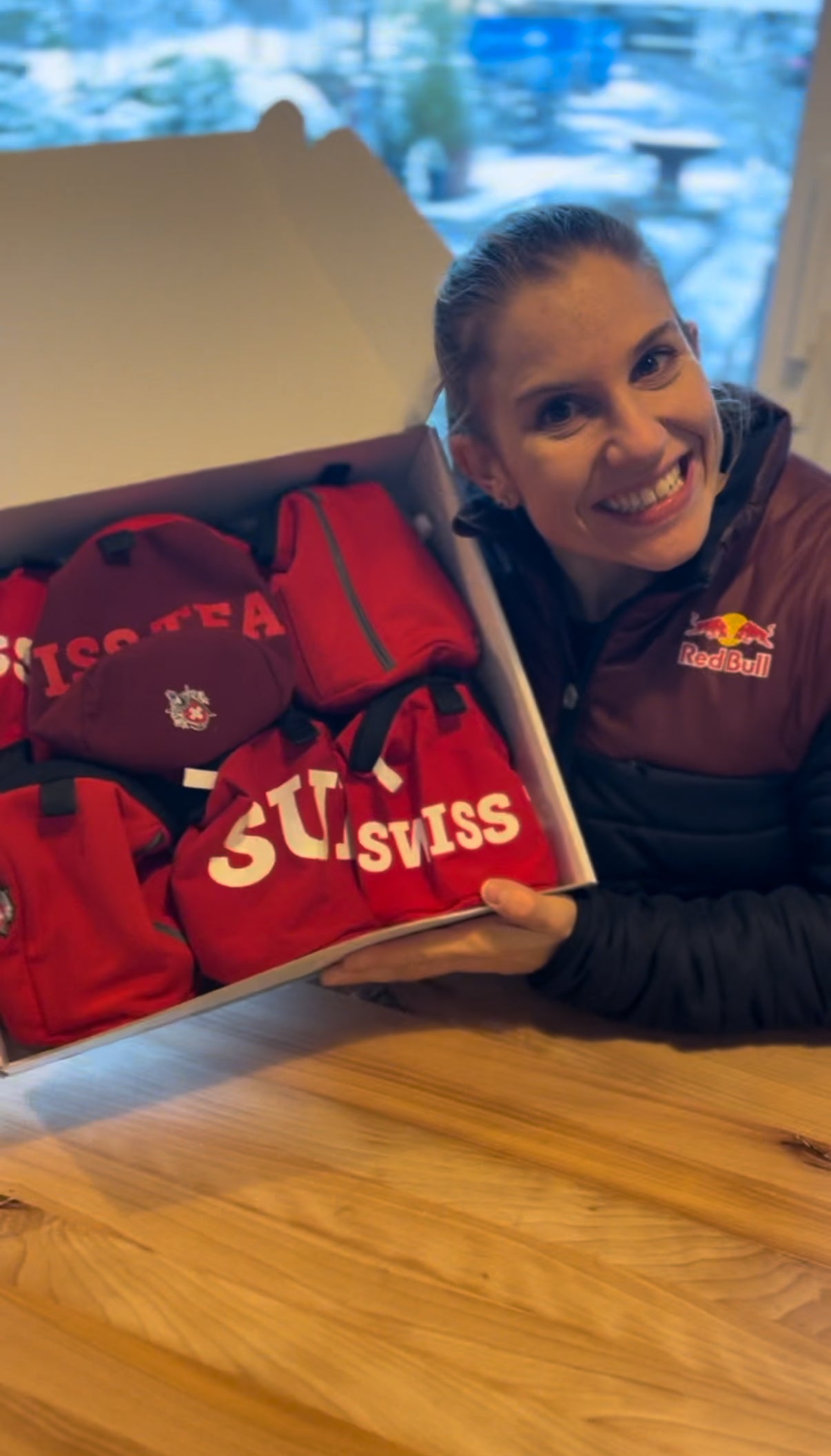 Load video: Petra signing chalkbags made from her uniform