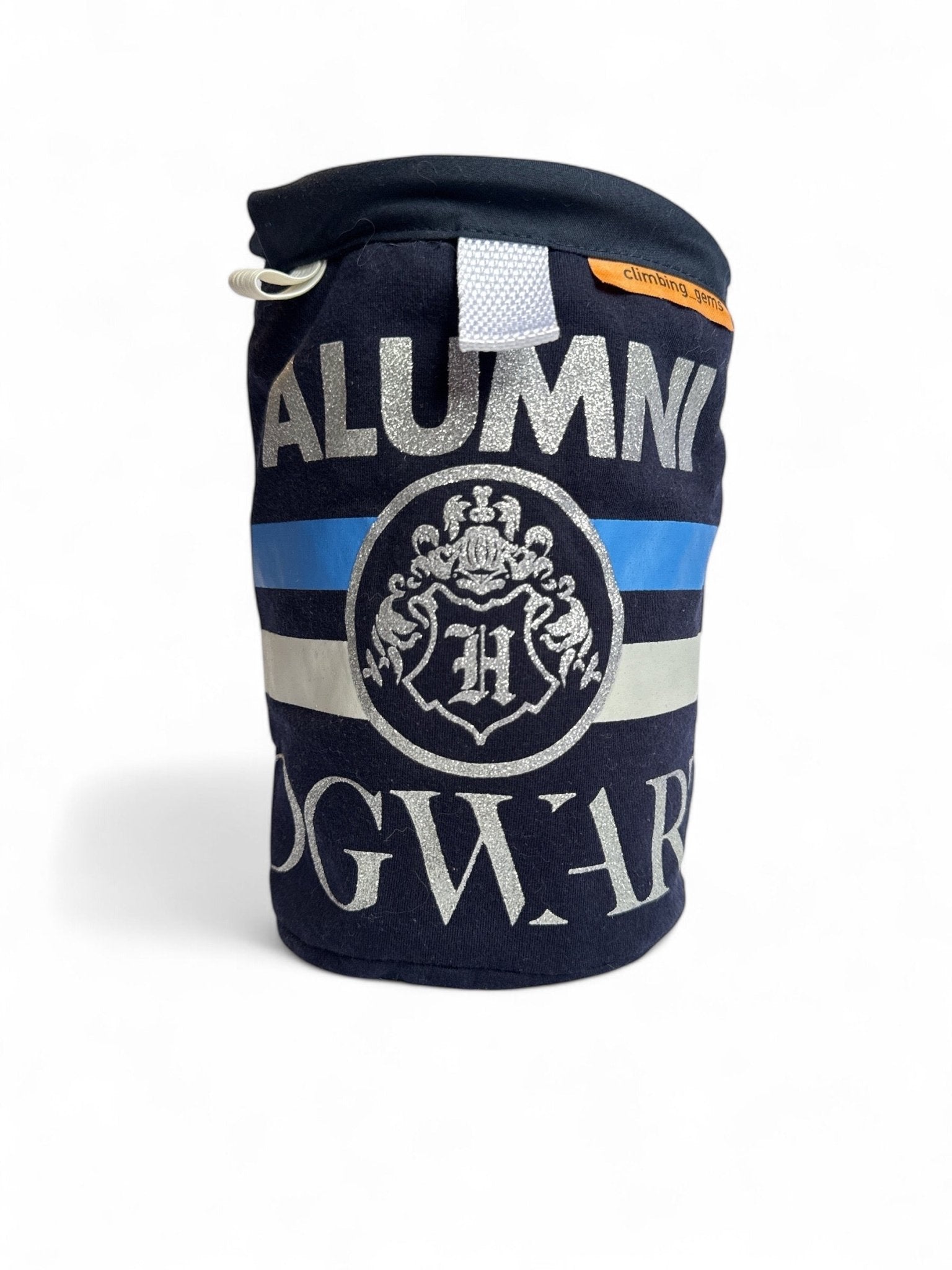 Navy blue chalkbag with silver alumni hogwarts 