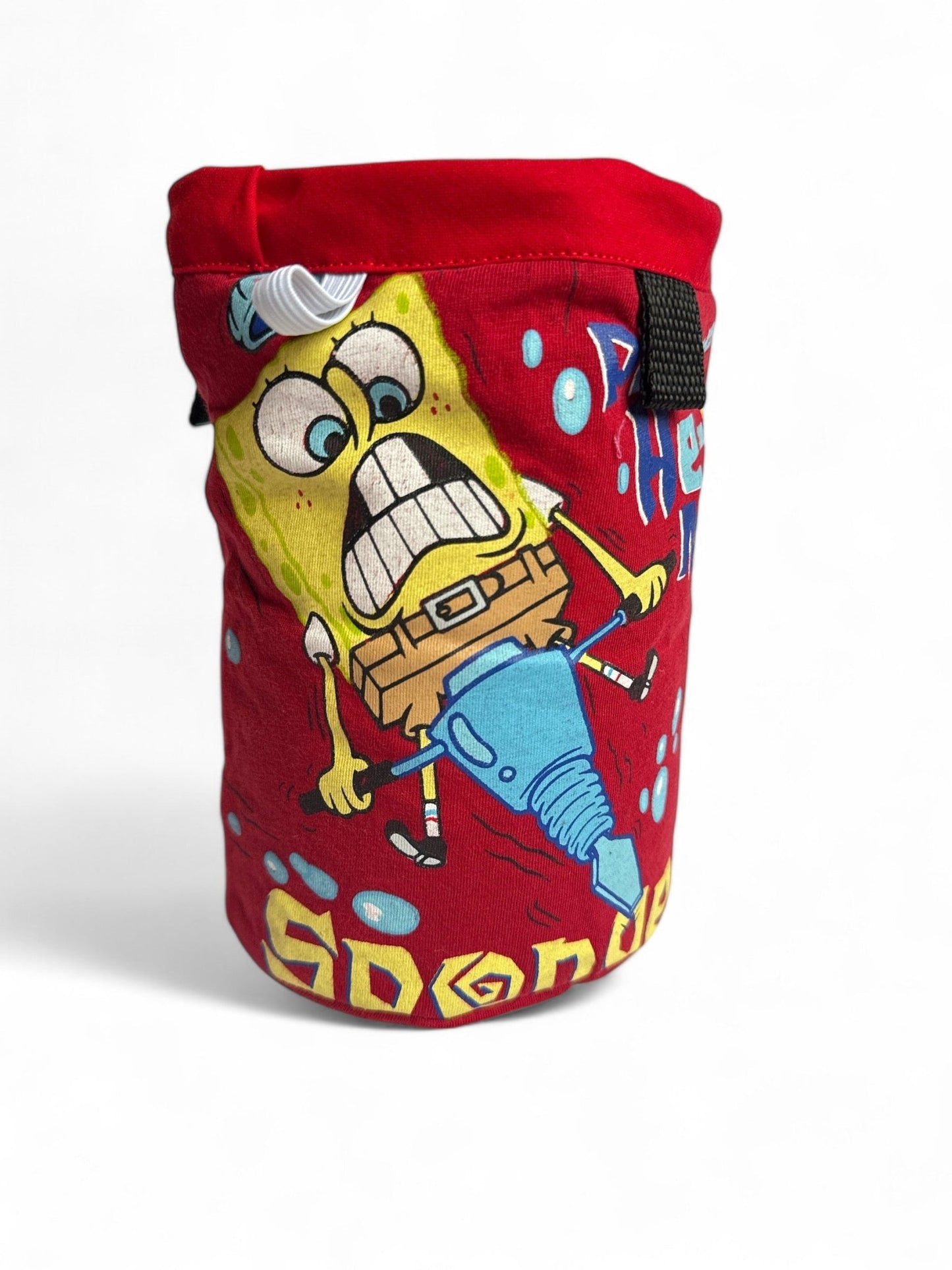 Chalk Bag featuring SpongeBob SquarePants design, handcrafted from upcycled materials with a secure magnetic closure.